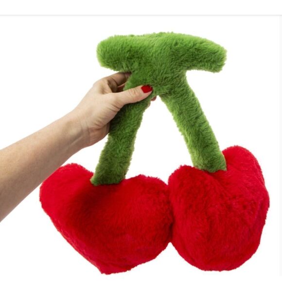 New! Cherry Heart Valentine's Pillow White Hippie Bohemian Shabby Chic! - Picture 3 of 3